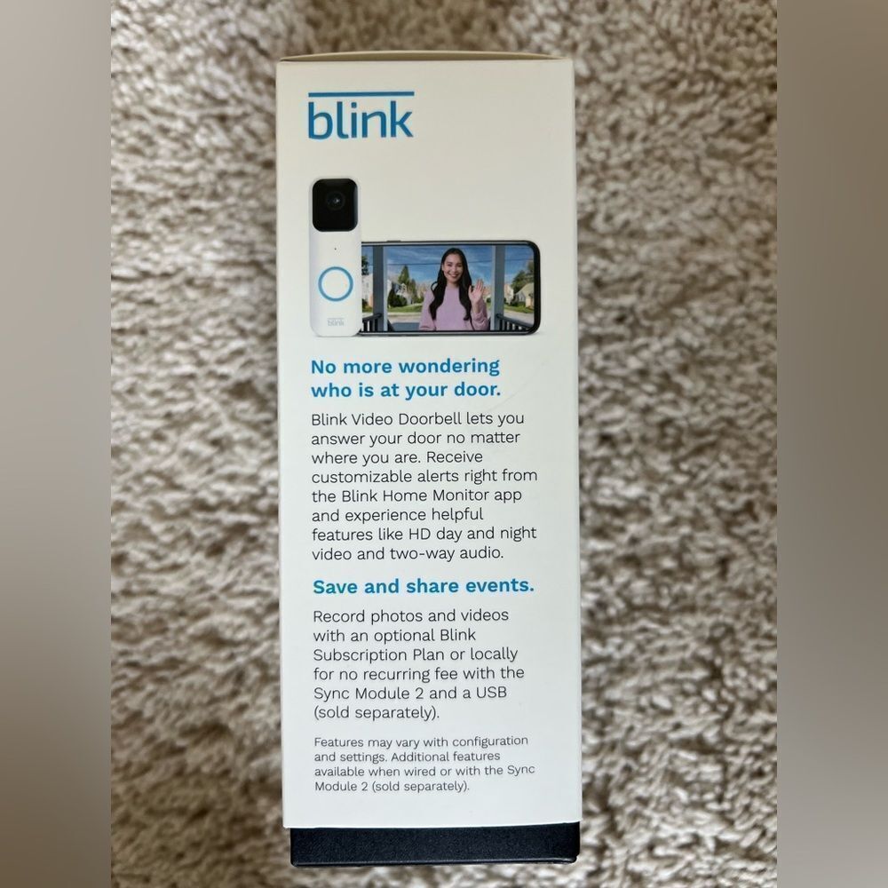 Blink Video Doorbell 2Way Audio HD Video Motion & Chime Wireless/Wired-White - Picture 6 of 7